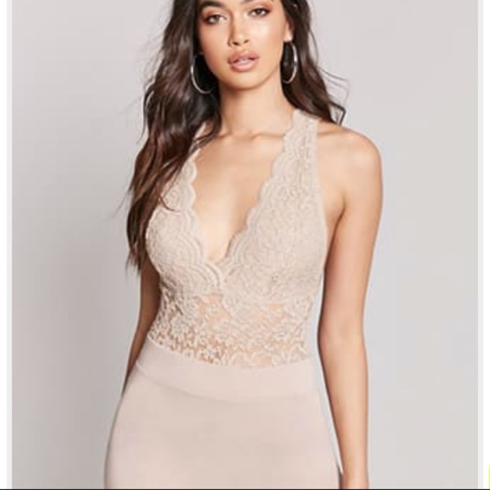 Tan Forever 21 Bodysuit